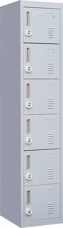 3-digit Combination Lock 6-Door Locker for Office Gym Shed School Home Storage Grey