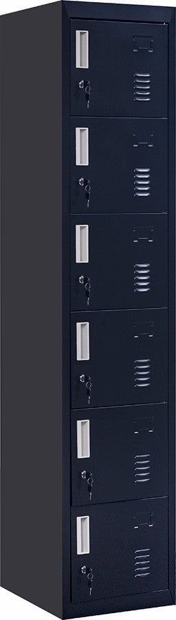 Standard Lock 6-Door Locker for Office Gym Shed School Home Storage Black