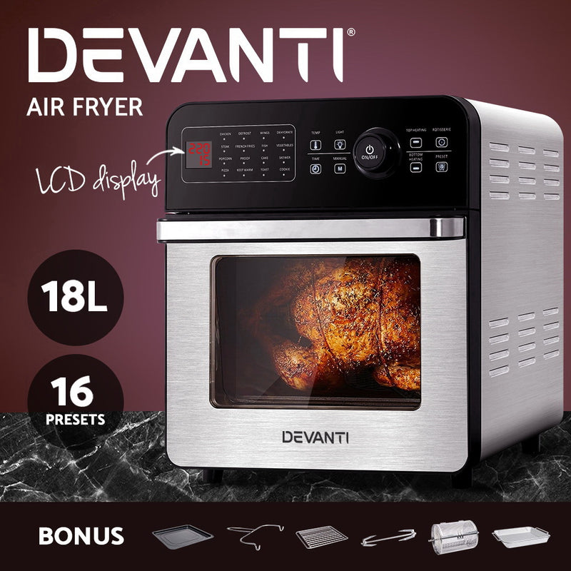 Devanti Air Fryer 18L Fryers Oil Free Oven Airfryer Kitchen Cooker Accessories