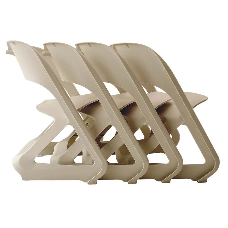 ArtissIn Set of 4 Dining Chairs Office Cafe Lounge Seat Stackable Plastic Leisure Chairs Beige