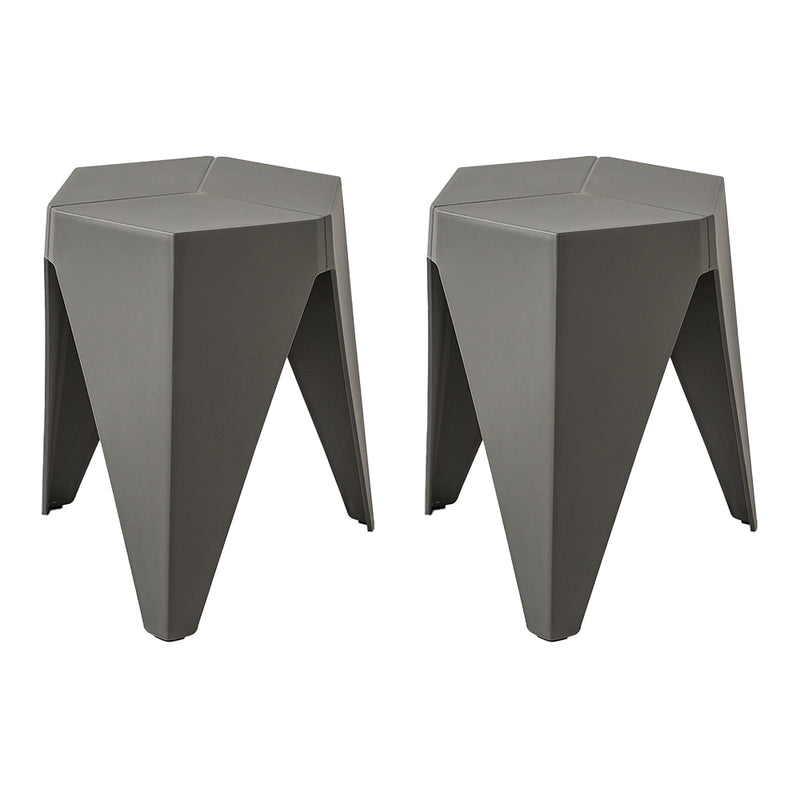 ArtissIn Set of 2 Puzzle Stool Plastic Stacking Stools Chair Outdoor Indoor Grey