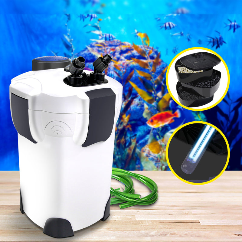 Aquarium External Canister Filter Aqua Fish Tank UV Light with Media Kit 1850L/H