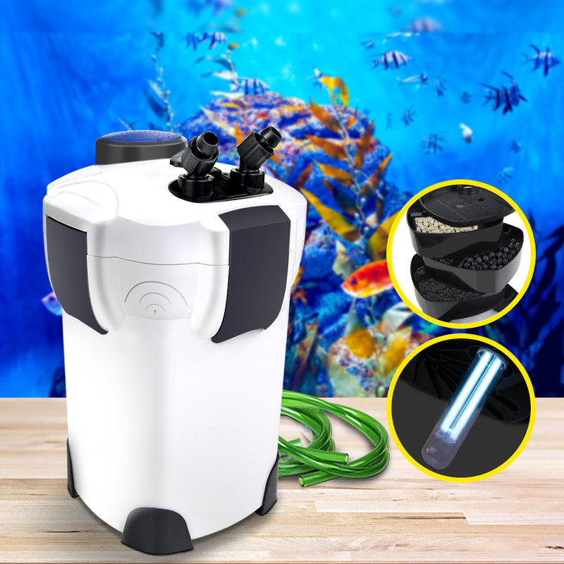 Aquarium External Canister Filter Aqua Fish Tank UV Light with Media Kit 2400L/H