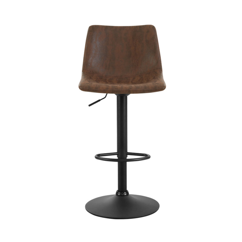 Artiss Set of 2 Bar Stools Gas Lift PU Leather- Brown