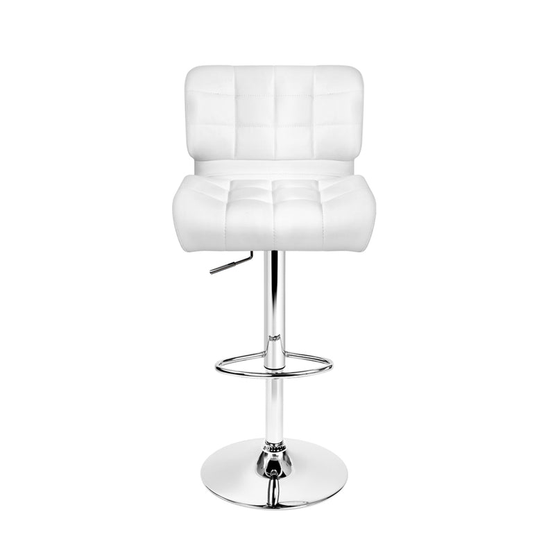 Artiss Set of 2 PU Leather Gas Lift Bar Stools - White and Chrome