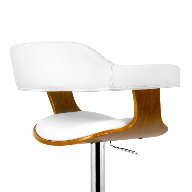 Artiss Wooden PU Leather Bar Stool - White and Chrome