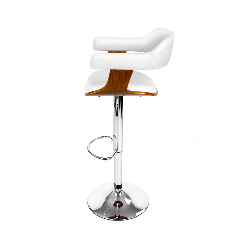 Artiss Set of 2 Wooden PU Leather Bar Stool - White and Chrome