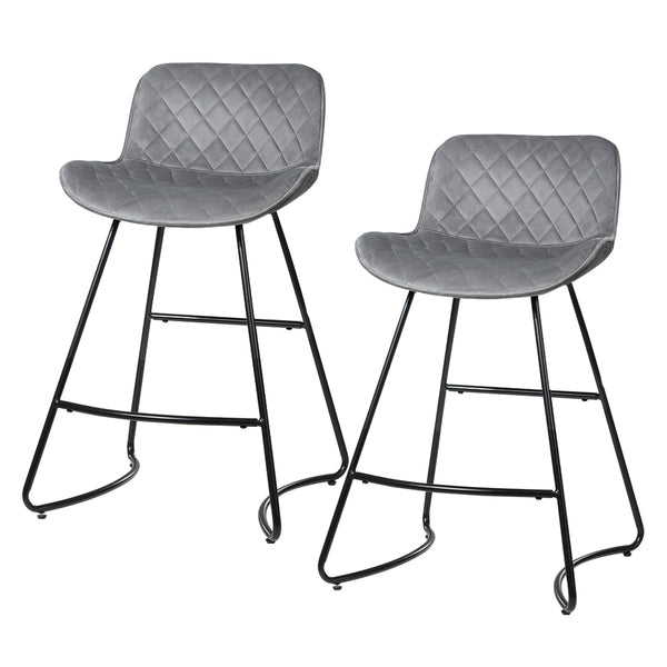 Artiss Bar Stools Kitchen Stool Chairs Chair Velvet Barstool Barstools Grey