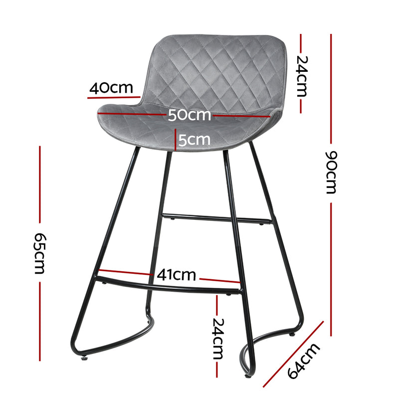 Artiss Bar Stools Kitchen Stool Chairs Chair Velvet Barstool Barstools Grey