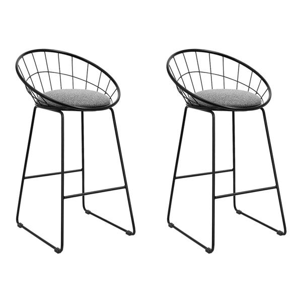 Artiss Set of 2 Bar Stools Steel Fabric - Grey and Black