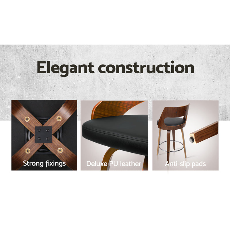 Artiss Set of 4 Wooden Bar Stools PU Leather - Black and Wood