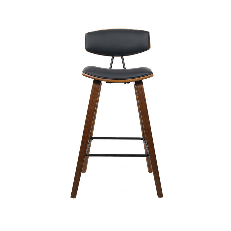 Artiss Set of 4 PU Leather Circular Footrest Bar Stools - Black