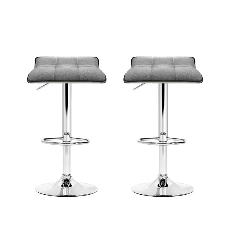 Artiss Set of 2 Fabric Bar Stools Swivel Bar Stools- Grey Chrome