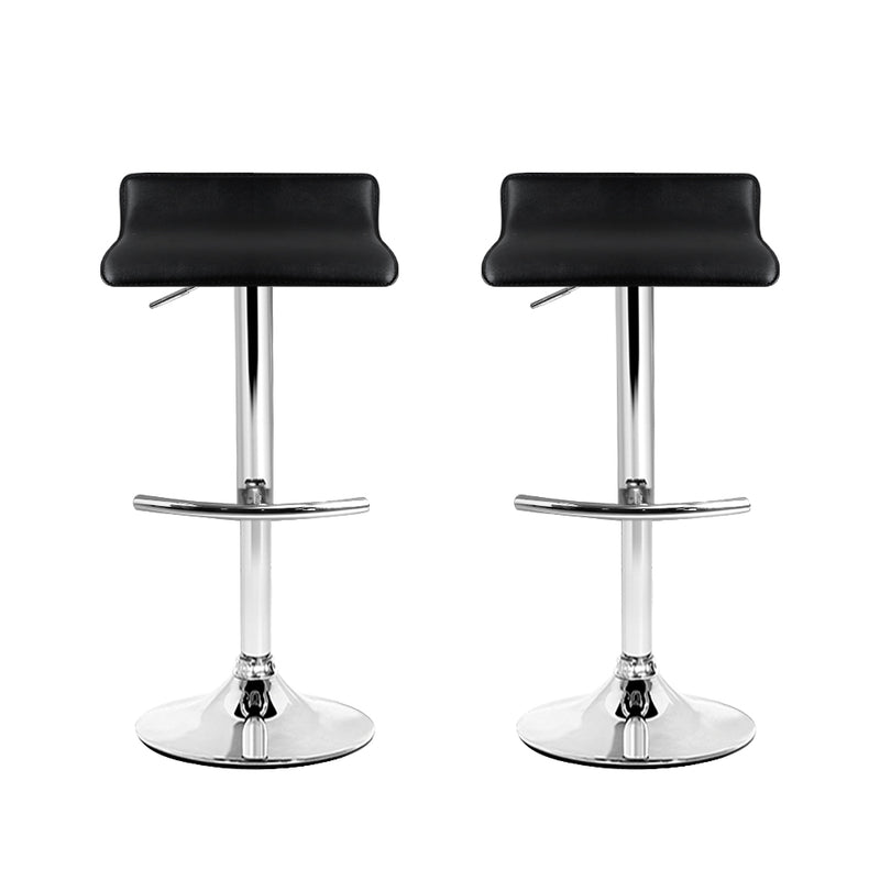 Artiss Set of 2 PU Leather Wave Style Bar Stools - Black