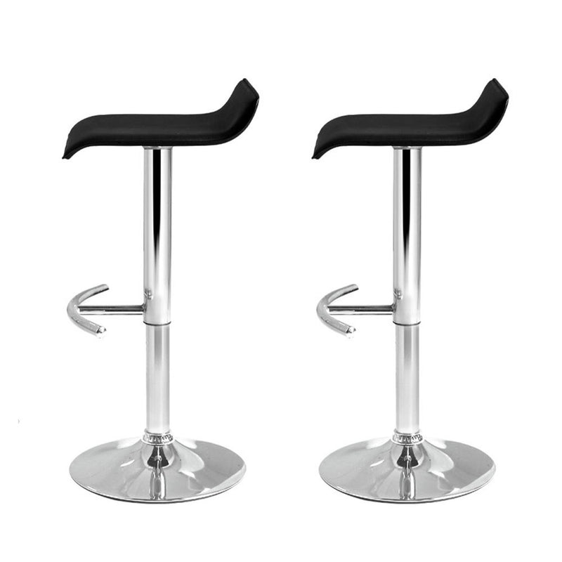 Artiss Set of 2 PU Leather Wave Style Bar Stools - Black