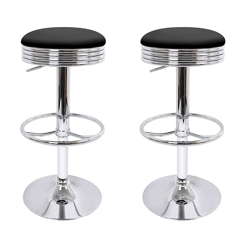 Artiss Set of 2 Backless PU Leather Bar Stools - Black and Chrome