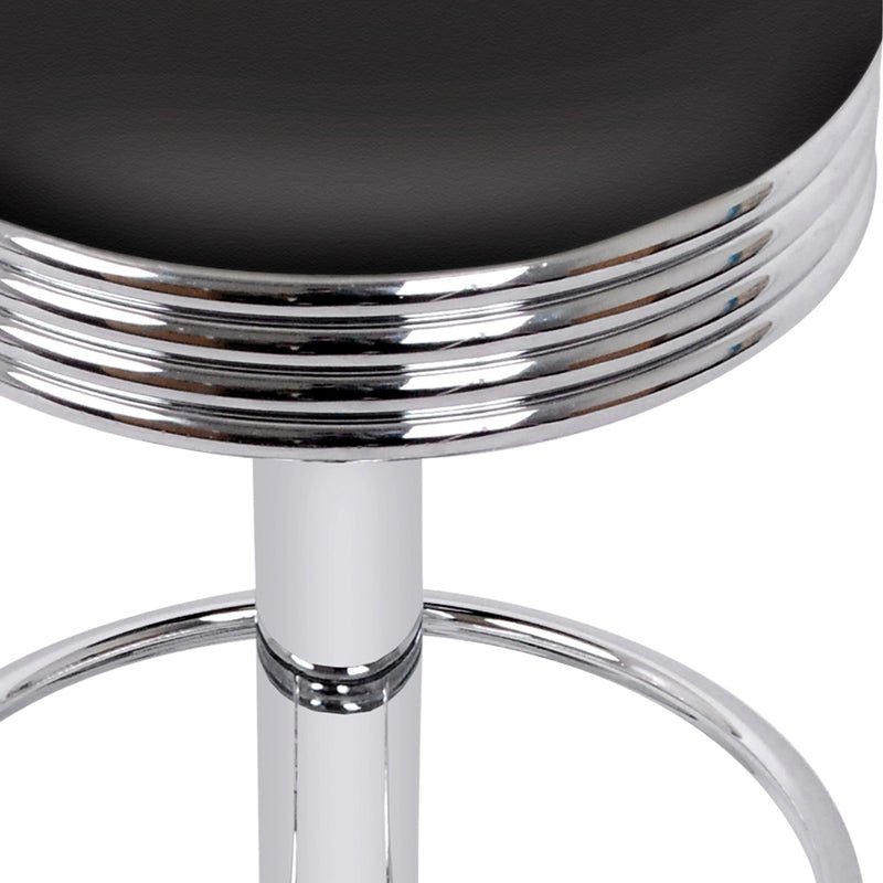 Artiss Set of 4 PU Leather Backless Bar Stools - Black and Chrome