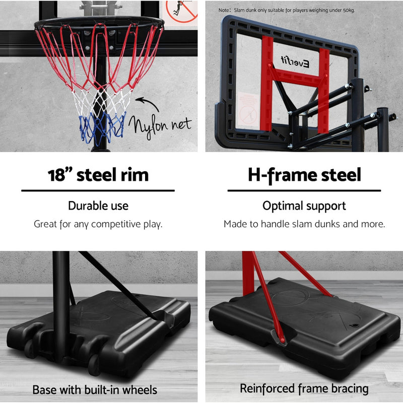 Everfit 3.05M Basketball Hoop Stand System Ring Portable Net Height Adjustable Black