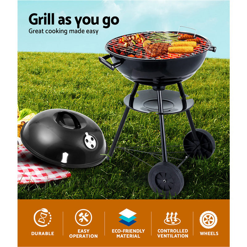 Grillz Charcoal BBQ Smoker Grill Outdoor Camping Patio Barbeque Steel Oven