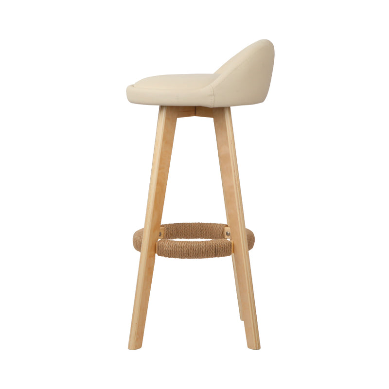 Artiss Set of 2 PU Leather Backrest Bar Stools - Beige