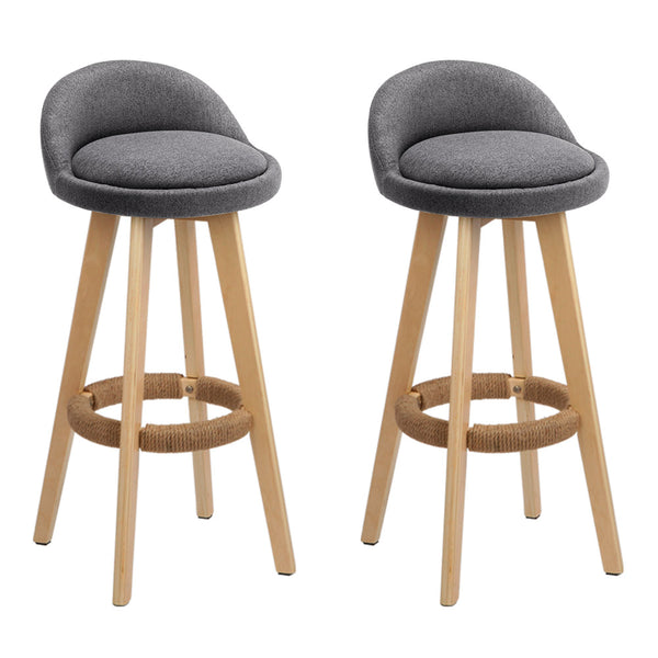 Artiss Set of 2 Fabric Backrest Bar Stools - Grey