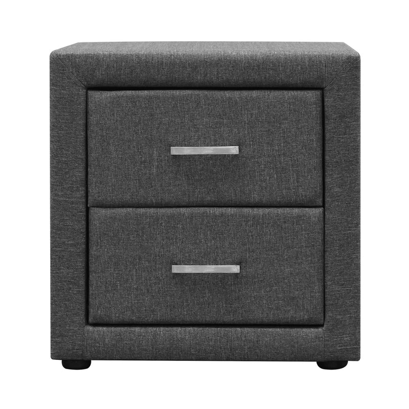 Artiss Fabric Bedside Table - Grey