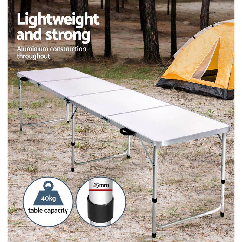 Weisshorn Camping Table Folding Aluminum Portable BBQ Outdoor 240CM