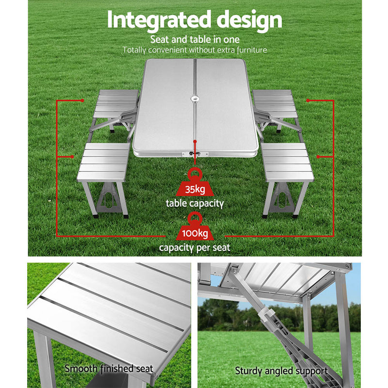 Weisshorn Camping Table Folding Aluminum Portable Outdoor Picnic 85CM