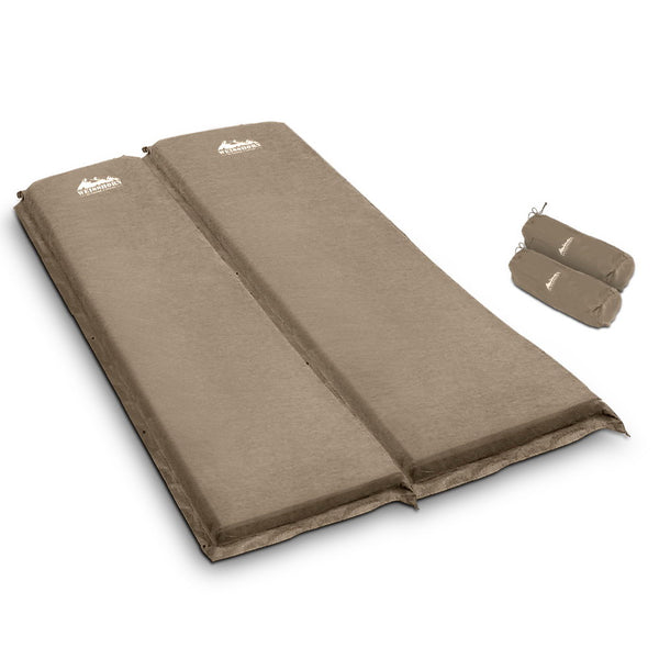 Weisshorn Self Inflating Mattress Camping Sleeping Mat Air Bed Pad Double Coffee 10CM Thick