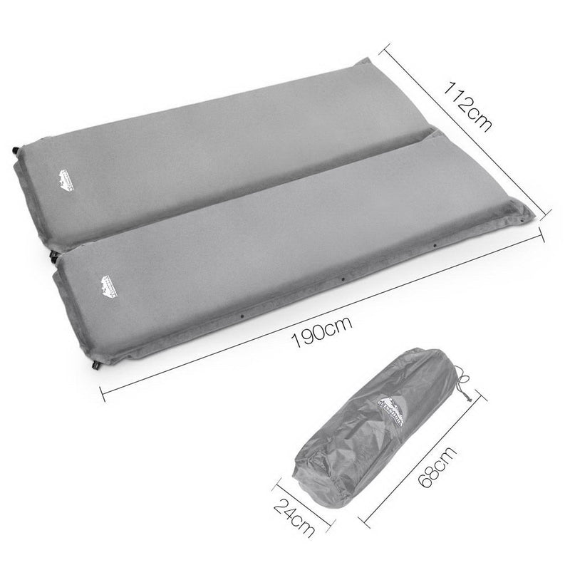 Weisshorn Self Inflating Mattress Camping Sleeping Mat Air Bed Pad Double Grey 10CM Thick