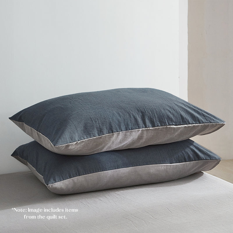 Cosy Club Sheet Set Cotton Sheets Double Dark Blue Grey