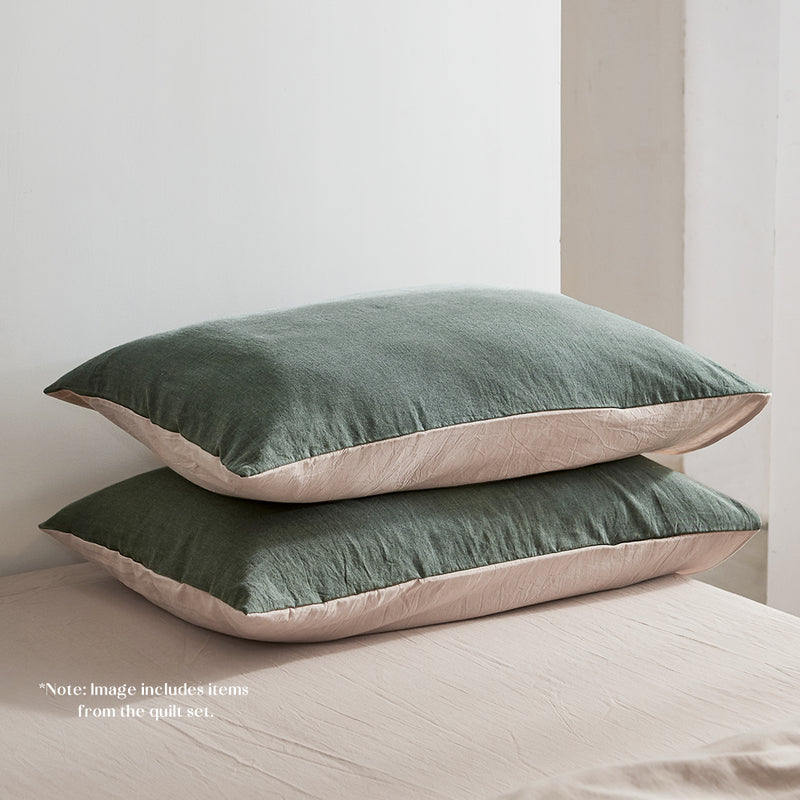 Cosy Club Sheet Set Cotton Sheets Double Green Beige