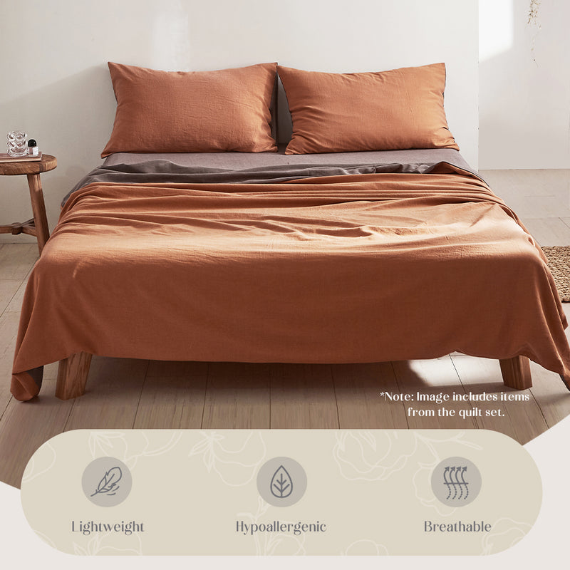 Cosy Club Sheet Set Cotton Sheets Double Orange Brown