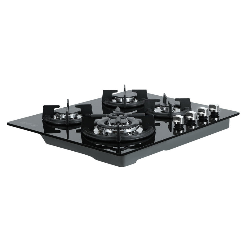 Devanti Gas Cooktop 60cm 4 Burner Ceramic Glass Cook Top Stove Hob Cooker LPG NG Black