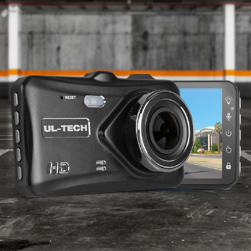 UL Tech 4 Inch Dual Camera Dash Camera - Black