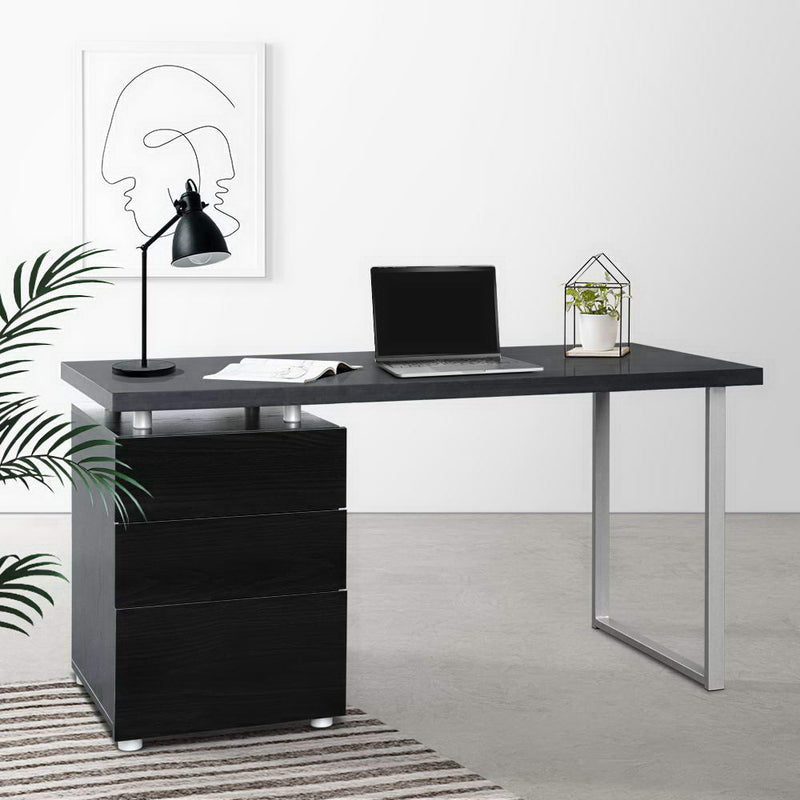 Artiss Metal Desk with 3 Drawers - Black