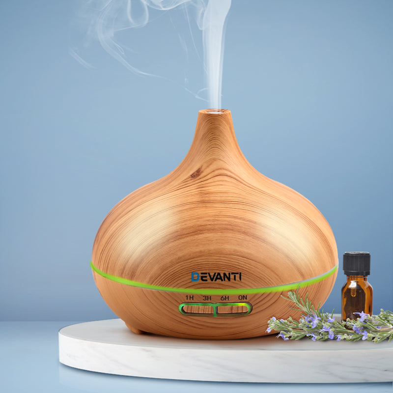 Devanti 300ml 4 in 1 Aroma Diffuser - Light Wood