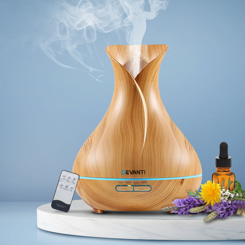 Devanti 400ml 4 in 1 Aroma Diffuser remote control - Light Wood