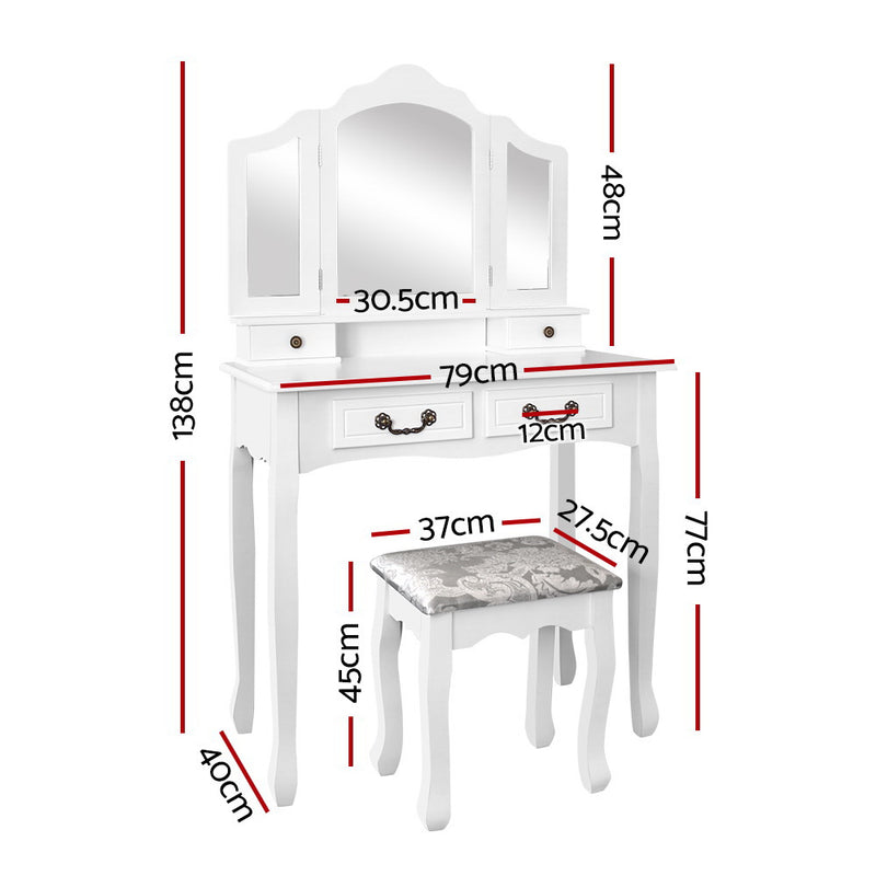 Artiss Dressing Table with Mirror - White