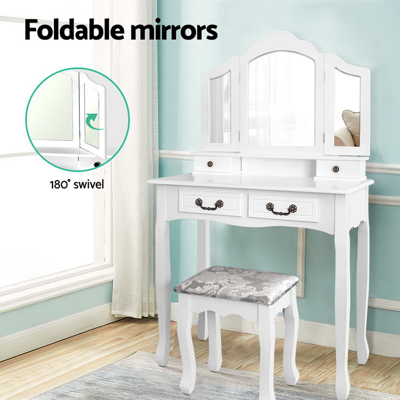 Artiss Dressing Table with Mirror - White