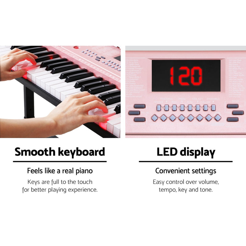 Alpha 61 Key Lighted Electronic Piano Keyboard LED Electric Holder Music Stand