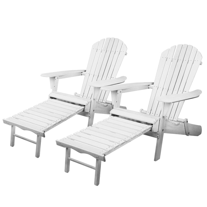 Gardeon Set of 2 Outdoor Sun Lounge Chairs Patio Furniture Lounger Beach Chair Adirondack