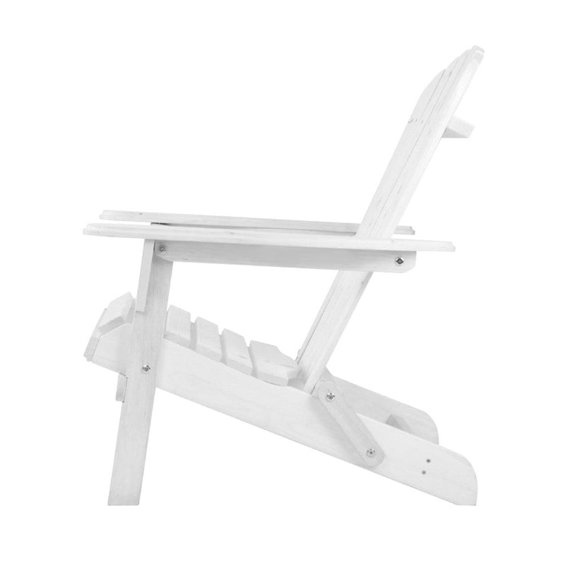 Gardeon 3 Piece Outdoor Adirondack Beach Chair and Table Set - White