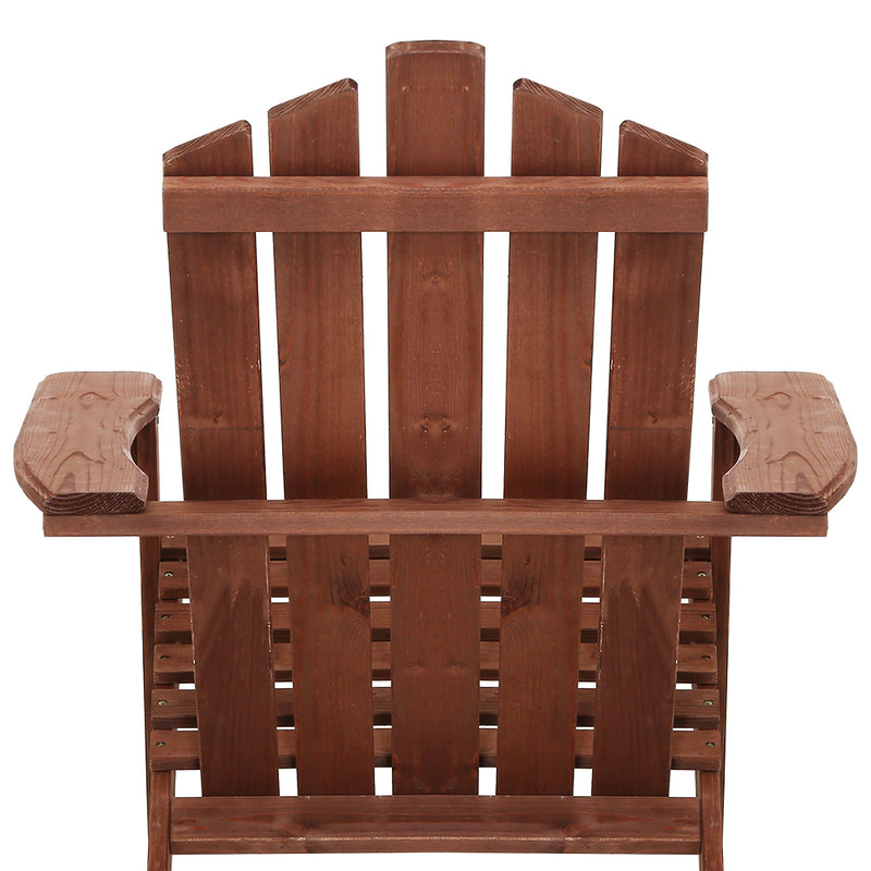 Gardeon Outdoor Sun Lounge Beach Chairs Table Setting Wooden Adirondack Patio Chair Brown