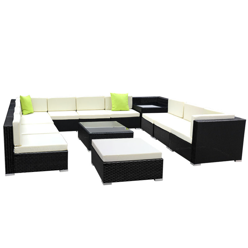 Gardeon 13PC Sofa Set with Storage Cover Outdoor Furniture Wicker