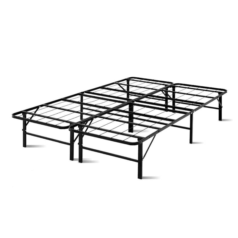 Artiss Foldable Double Metal Bed Frame - Black