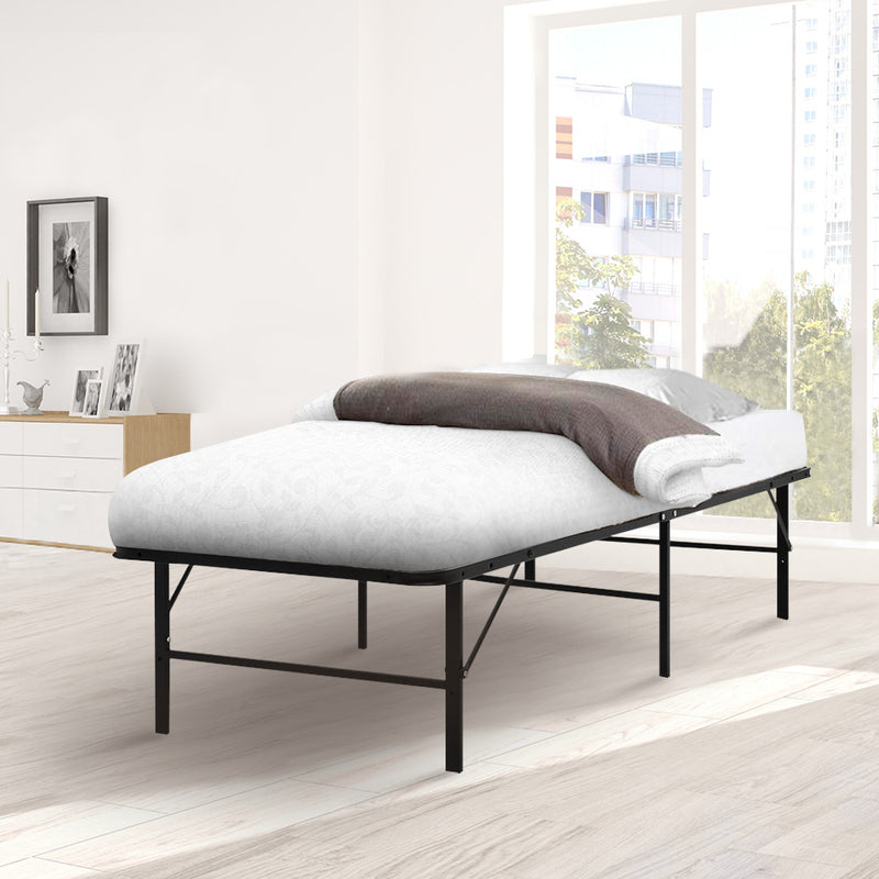 Artiss Foldable King Single Metal Bed Frame - Black