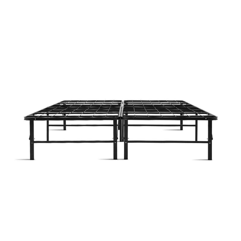 Artiss Foldable Queen Metal Bed Frame - Black