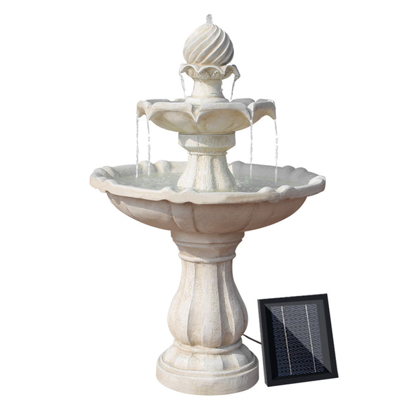 Gardeon 3 Tier Solar Powered Water Fountain - Ivory