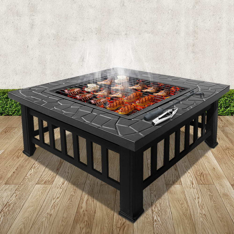 Fire Pit BBQ Table Grill Outdoor Garden Wood Burning Fireplace Stove